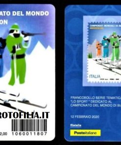 TESSERA FILATELICA ITALIA 2020 nuova ” CAMPIONATO MONDIALE DI BIATHLON ” €4,00