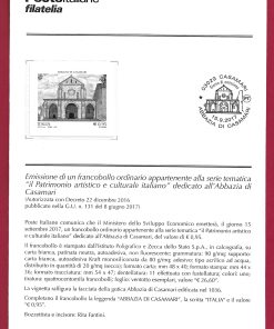 BOLLETTINO ILLUSTRATIVO ITALIA 2017 nuovo ” Abbazia di CASAMARI ” €4,50